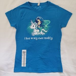 NEW Unicorn Mermaid Blue T-shirt, Women S